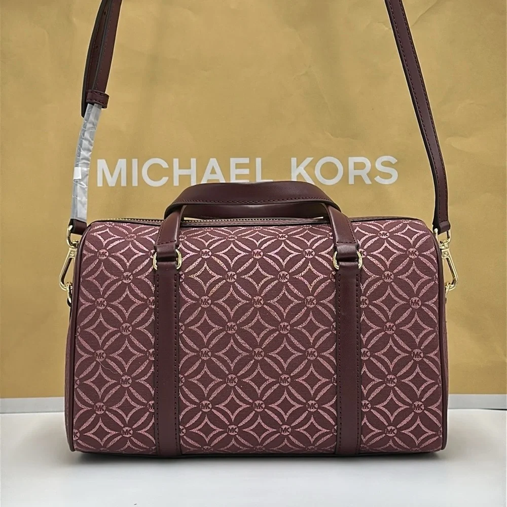 MICHAEL KORS JST TRAVEL MEDIUM DUFFLE SATCHEL SHOULDER CROSSBODY BAG MK OXBLOOD